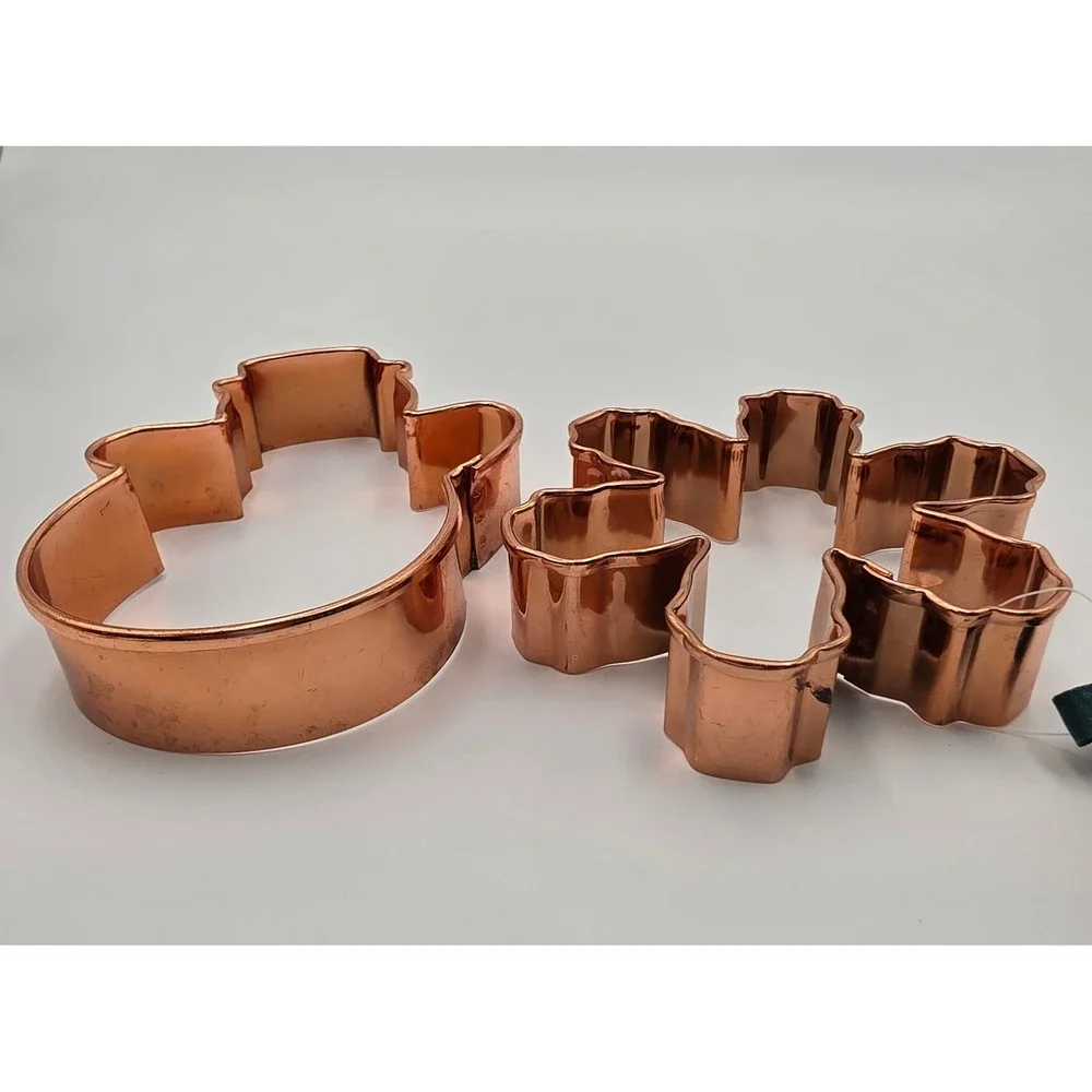 Wilton Solid Copper Cookie Cutter Set Snowman Snowflake 2308-3079 Vintage 2000